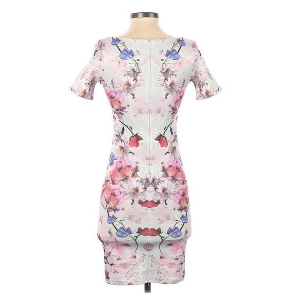 Hope & Ivy Mini Pencil Dress Floral Mirrored Print Cocktail Slit Summer Size 2 - Picture 5 of 13
